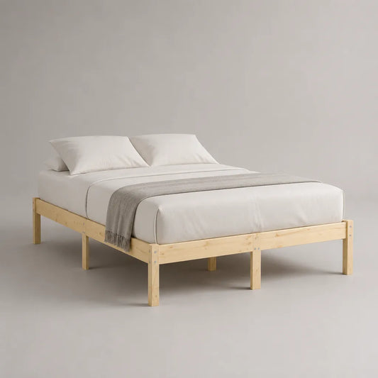 Struttura letto matrimoniale 160 × 200 cm in pino massiccio, beige chiaro, 206 × 166 × 36 cm