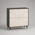 Credenza alta rettangolare a 4 ante in MDF e truciolare, antracite, avorio e oro, 110 × 40 × 120 cm